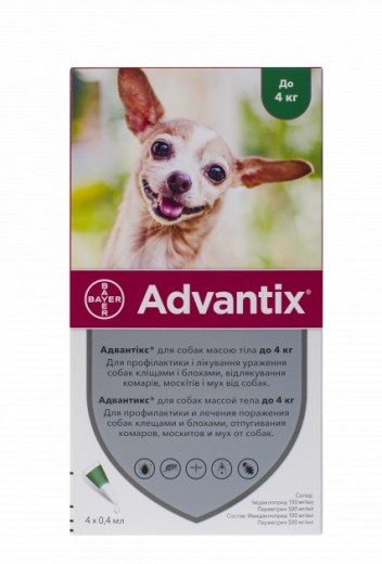 Advantix краплі від бліх,кліщів та москітів для собак до 4 кг (арт 54169) - 1