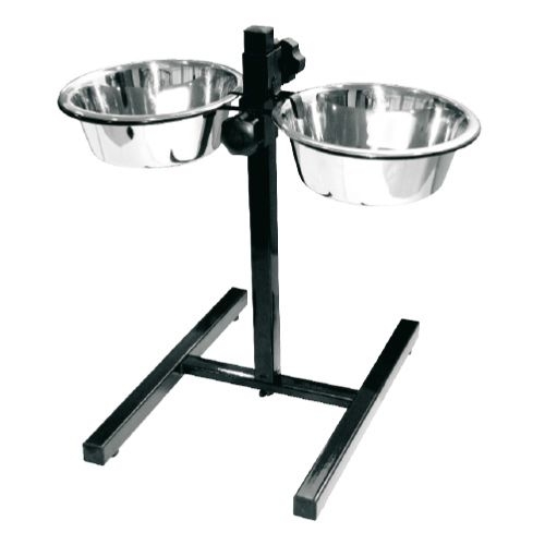 Croci Black Solid Dinner Set металеві миски на підставці для собак 2.9 л/25 см 2 шт. (арт C6059198) - 1