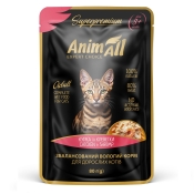 Animall Cat Chunks In Sauce Chicken & Shrimp Adult влажный корм для взрослых котов с мясом курицы и креветками 80 г (арт 184391)