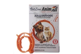 AnimAll ошейник противопаразитарный от блох и клещей для собак и кошек оранжевый 35 см (арт 69635)