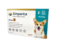 Simparica жевательные таблетки от блох и клещей для собак 10-20 кг, 40 мг (арт 10022532)