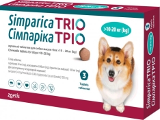 Zoetis Simparica Trio таблетки для собак весом от 10 до 20 кг от блох, клещей и гельминтов 1 шт. (арт 10024337)