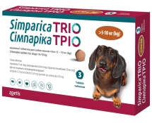 Zoetis Simparica Trio таблетки для собак весом от 5 до 10 кг от блох, клещей и гельминтов 1 шт. (арт 003273)