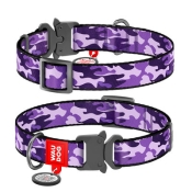 Нашийник WAUDOG Nylon c QR, "Фіолітовий камо", метал. пряжка-фастекс, Ш 20 мм, Дл 24-40 см, M (арт 5101)
