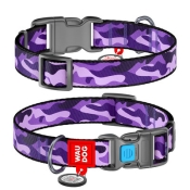 Нашийник WAUDOG Nylon c QR, "Фіолітовий камо", пласт. фастекс, Ш 25 мм, Дл 35-58 см, XL (арт 4716)