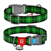 Нашийник WAUDOG Nylon c QR, "Шотландка зелена", пласт. фастекс, Ш 20 мм, Дл 24-40 см, M (арт 4699)