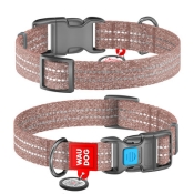 Нашийник WAUDOG Re-cotton с QR, світловідбивний, пласт. фастекс, Ш 25 мм, Дл 31-49 см, Коричневий, L (арт 02926)