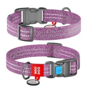 Нашийник WAUDOG Re-cotton с QR, світловідбивний, пласт. фастекс, Ш 25 мм, Дл 31-49 см, Фіолетовий, L (арт 02929)