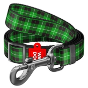 Повідець WAUDOG Nylon, "Шотландка зелена", регульований, Ш 15 мм, Дл 152-183 см, S (арт 5346)