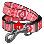 Повідець WAUDOG Nylon, "Етно Червоний", регульований, Ш 25 мм, Дл 152-183 см, L (арт 5340)