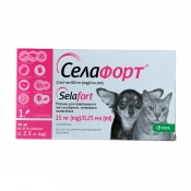Selafort капли на холку для кошек и собак от блох, клещей и гельминтов до 2,5 кг (арт 149255)