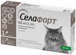 Selafort капли на холку для кошек от блох, клещей и гельминтов от 7,6 до 10 кг (арт 150865)