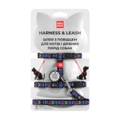 Шлея с поводком для котов WAUDOG Nylon c QR, "Инди", пласт. фастекс, Ш 10 мм, ОГ 25-40 см, ОШ 20-30 см, XS (арт 5488)