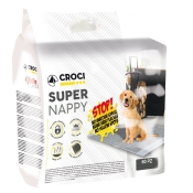 Croci Super Nappy пелюшки з активованим вугіллям для собак та котів 84х57 см 60 шт. (арт C6128699 вугілля)
