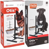 Flamingo Feeding and drinking bowl Duo dinner stand Otis Silver & Black миски для собак на штативе, нержавейка, 4 л/27 см 2 шт. (арт 1030083)