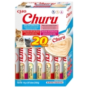 INABA Cat Churu Mousse Tuna&Seafood Varieties лакомство для кошек сливочный мусс в стеках разновидности вкусов с тунцем и морепродуктами 280 г (арт EU125)