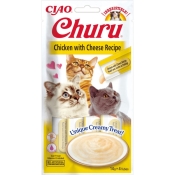 INABA Cat Churu Mousse With Chicken & Cheese лакомство для кошек сливочный мусс в стиках с курицей и сыром 56 г (арт EU107)