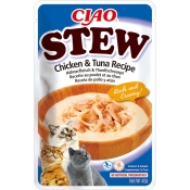 INABA Cat Ciao Stew With Chicken&Tuna лакомство для кошек кусочки в пюре тушеная курица с тунцем 40 г (арт EU841)