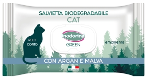 Inodorina Green Argan E Malva вологі біорозкладні серветки з аргановою олією та мальвою для котів з короткою шерстю 30 шт (арт 230.0140.005)