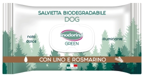 Inodorina Green Lino e Rosmarino вологі біорозкладні серветки з розмарином та льном для всіх типів шерсті собак 30 шт (арт 230.0140.002)