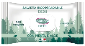 Inodorina Green Menta e Aloe вологі біорозкладні серветки з мятою та алое для всіх типів шерсті собак 30 шт (арт 230.0140.003)