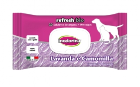 Inodorina Refresh Bio Lavanda e Camomilla вологі біорозкладні серветки для всіх типів шерсті котів та собак з ароматом лаванди та ромашки 30 шт (арт 230.0050.003)