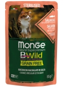Monge Cat Bwild Grain Free Salmone Sterilised влажный беззерновой корм для стерилизованных котов 85 г (арт 70012782)