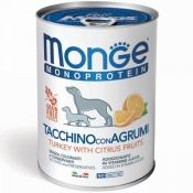 Monge Dog Fruit Monoprotein Turkey & Citrus влажный беззерновой корм для собак с индейкой и цитрусами 400 г (арт 70014335)