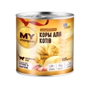 My Champion Slice Chicken & Turkey влажный корм для кошек курица и индейка в соусе 415 г (арт 182074)