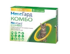 NexGard Combo капли от блох, клещей и глистов для кошек весом от 2.5-7.5 кг (арт 169803)