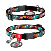 WauDog Nylon малюнок "Зубасті монстри" нашийник для котів нейлоновий XS (арт 279-4048)