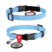 WauDog Re-cotton Blue нашийник для котів з відновленої бавовни, блакитний XS (арт 16422)