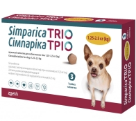 Zoetis Simparica Trio таблетки для собак вагою від 1.3 до 2.5 кг від бліх, кліщів та гельмінтів 1 шт. (арт 10024331)