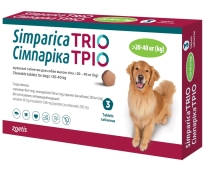 Zoetis Simparica Trio таблетки для собак вагою від 20 до 40 кг проти бліх, кліщів та гельмінтів 1 шт. (арт 003275)