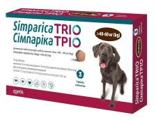 Zoetis Simparica Trio таблетки для собак вагою від 40 до 60 кг проти бліх, кліщів та гельмінтів 1 шт. (арт 003276)