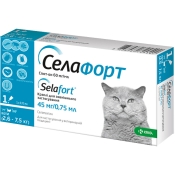 Selafort краплі на холку для котів від бліх, кліщів та гельмінтів від 2,6 до 7,5 кг (арт 149256)