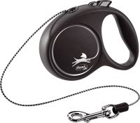 Flexi повідець-рулетка для дрібних порід собак Black Design трос XS Чорний (арт FU02C3.251.S SI)