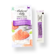 Natural Kitty Fuctional Creamy Treat Salmon Puree Skin&Coat функціональні крем-снеки шкіра та шерсть для котів пюре з лосося 4х12 г (арт SNK24011)