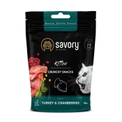 Savory With Turkey&Cranberries for Kitten хрусткі ласощі для здорового росту кошенят, індичка з журавлиною, 50 г (арт 31393)